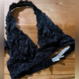Intimately Free People - Lace Halter Bralette - XS - Navy Blue